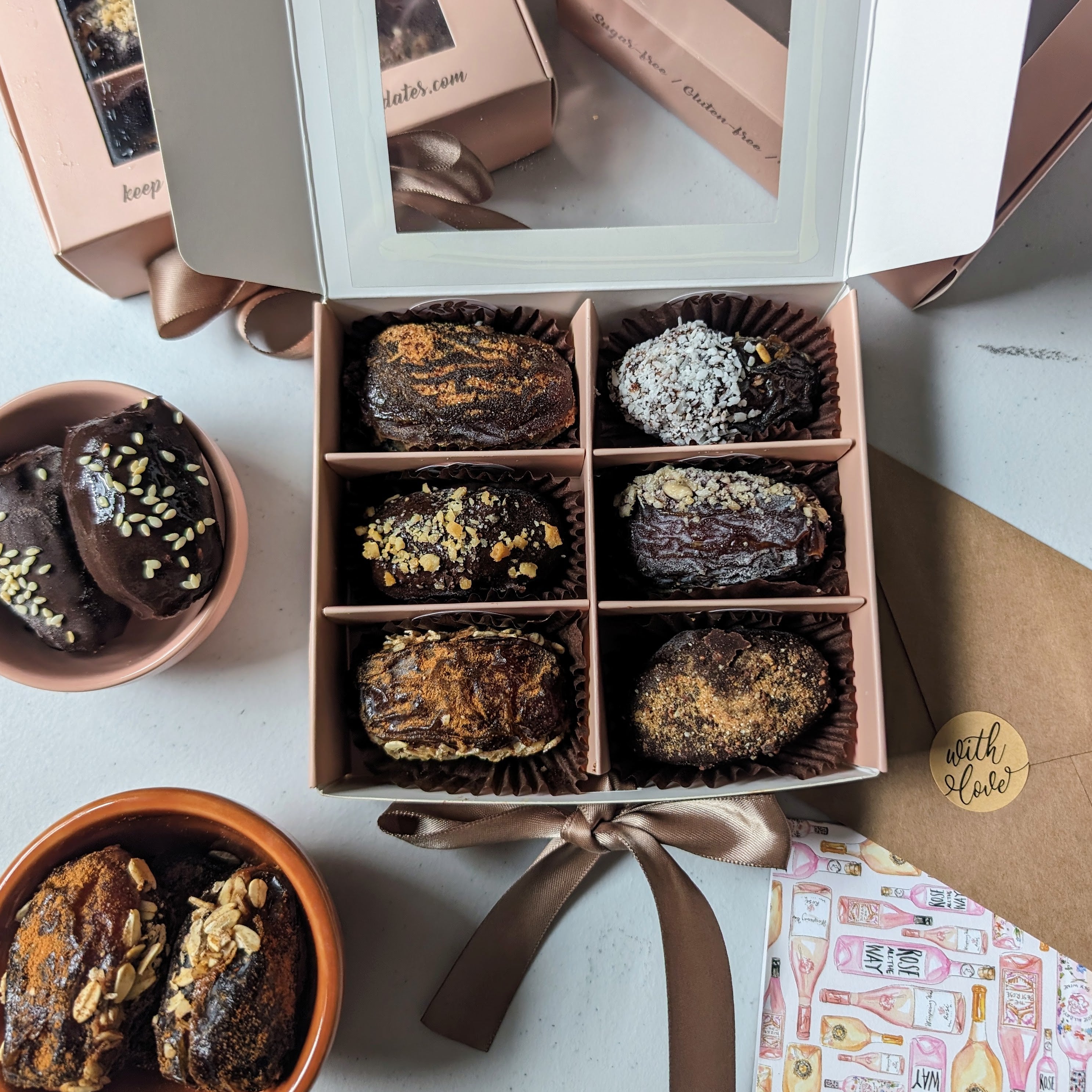 Variety Gourmet Medjool Stuffed Date Gift Boxes and Platter 6 Flavors