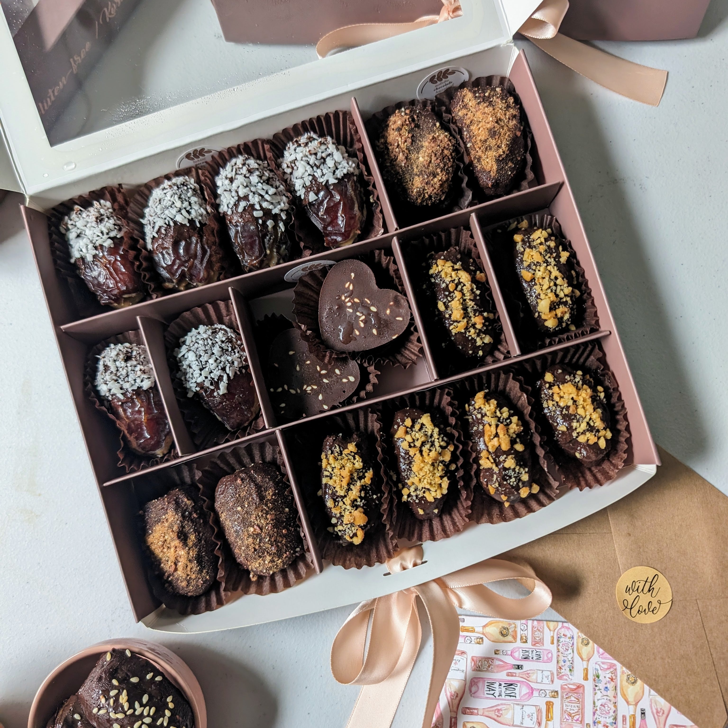 Medjool Stuffed Dates Assorted Gift Boxes Chocolate Covered & Fruity